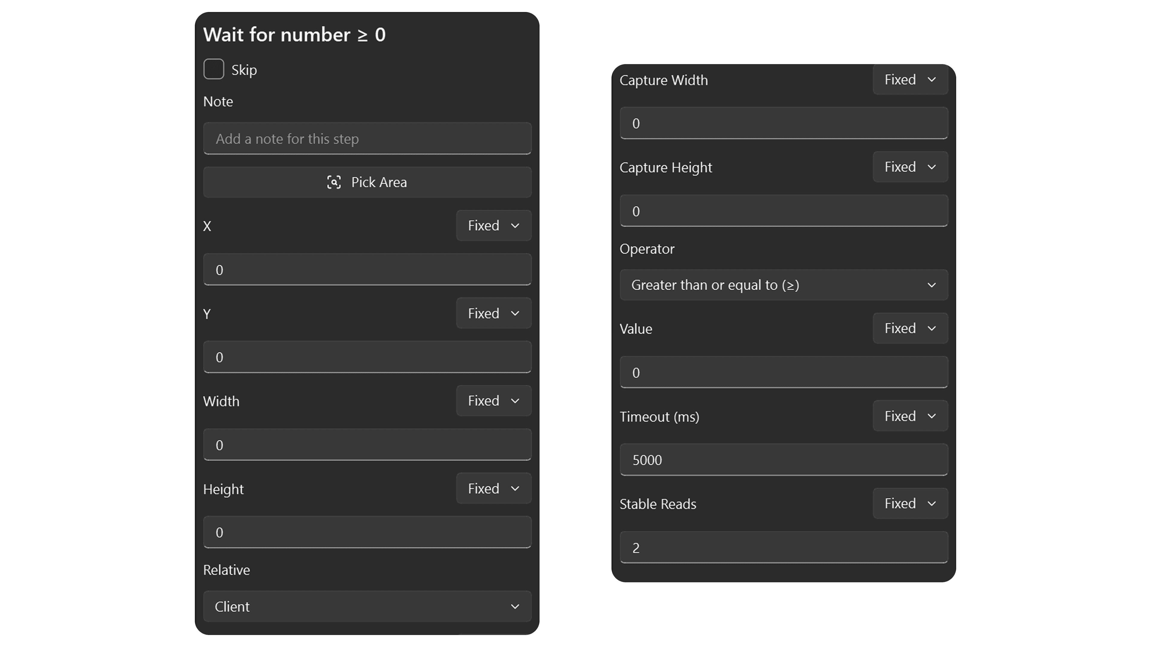 Wait Number step properties