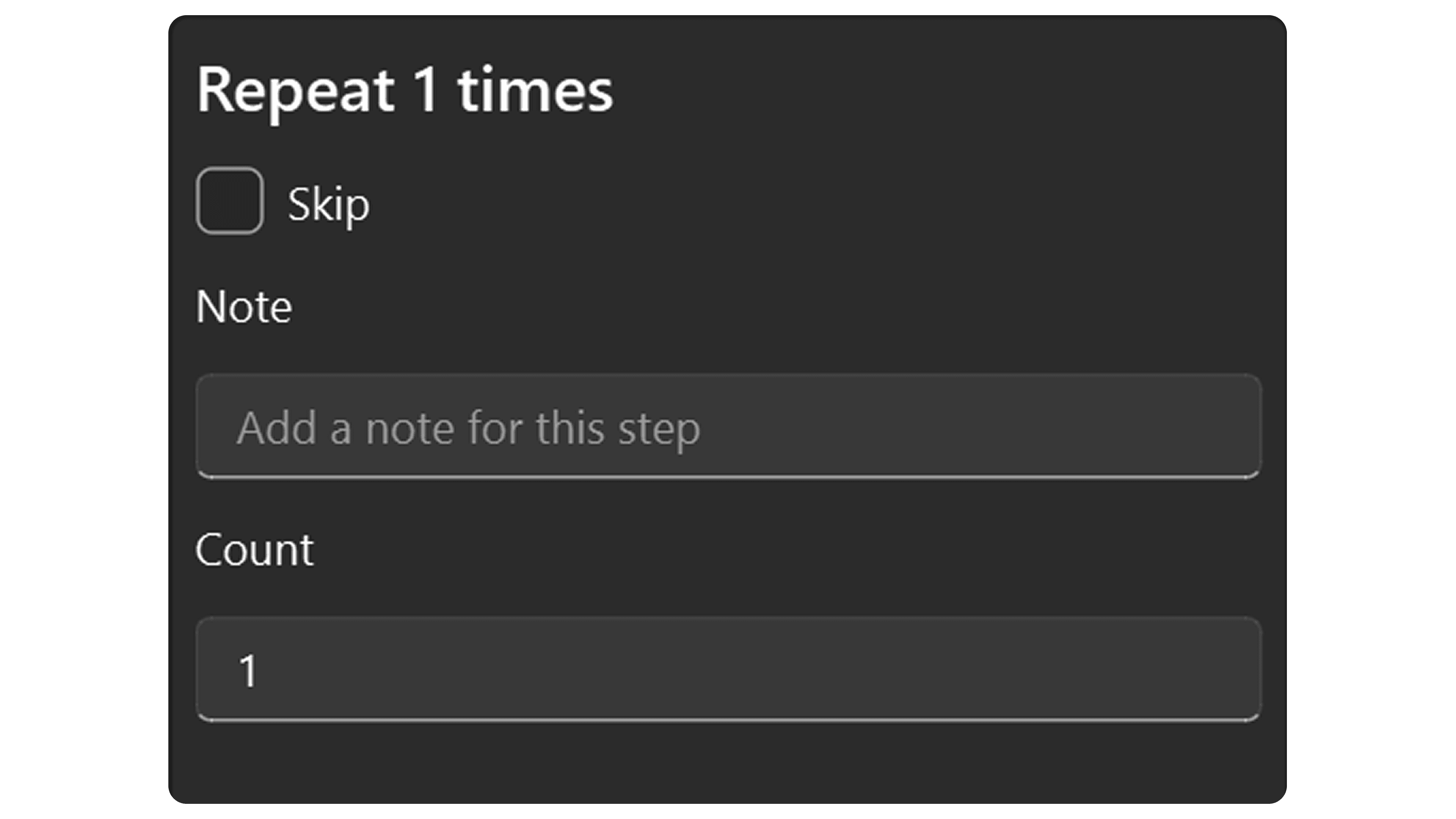 Repeat step properties