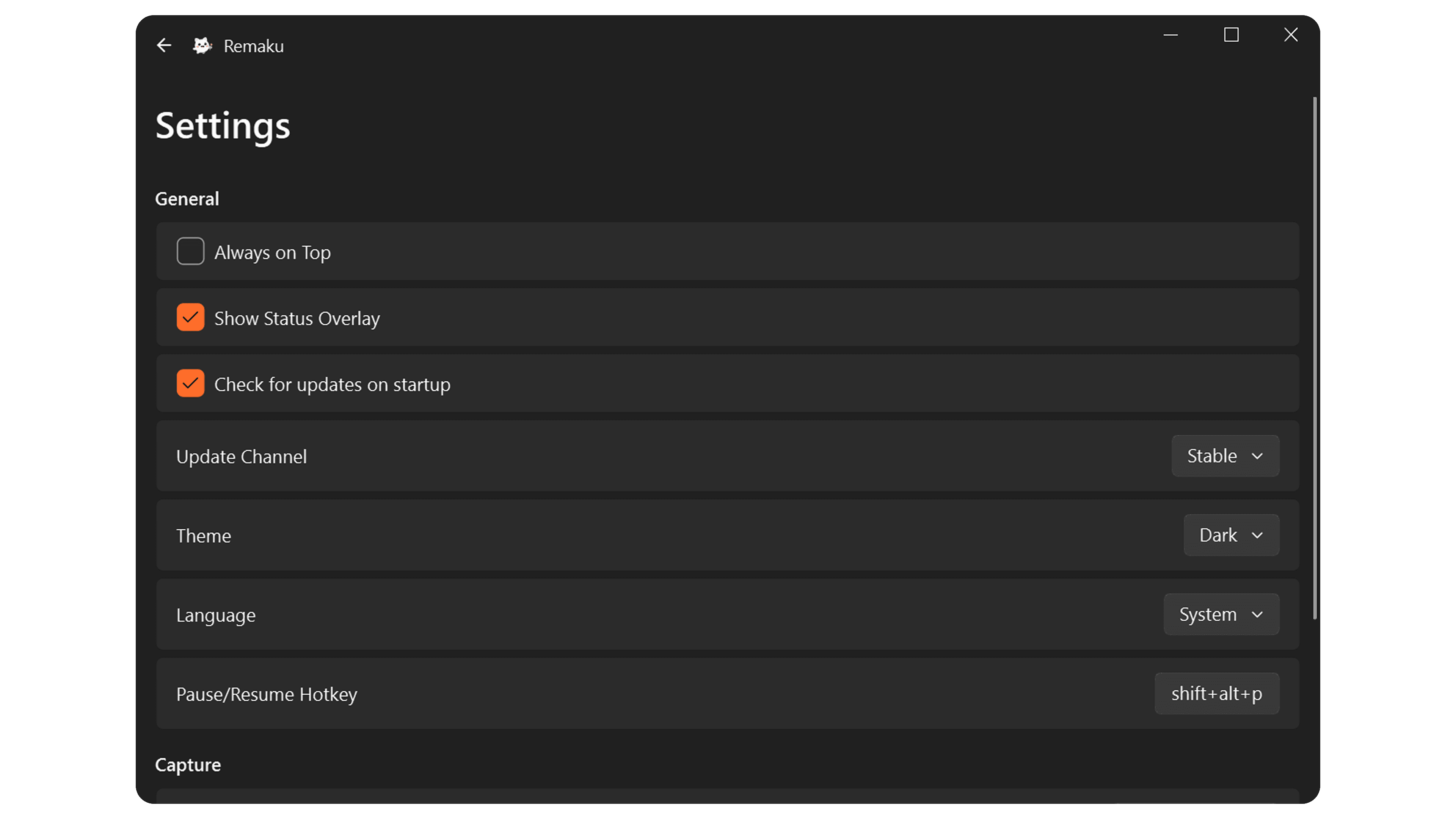 Remaku Settings