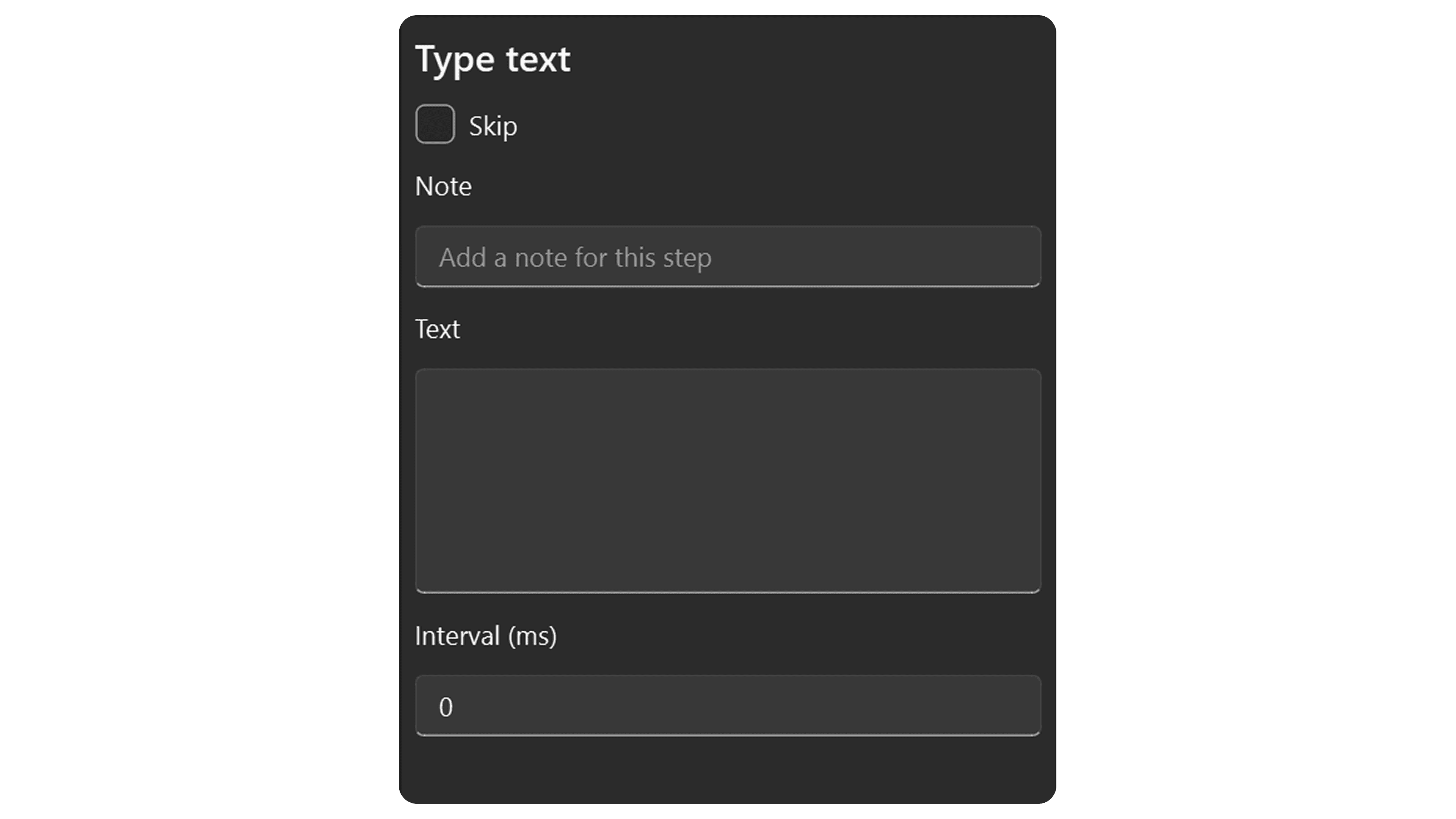 Text Input step properties
